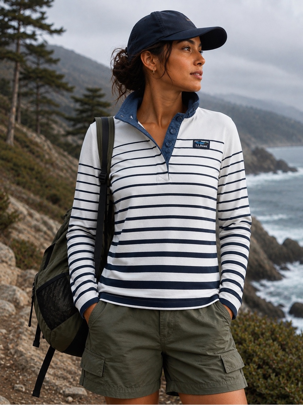 L.L.Bean Women’s Striped Cotton Pullover | Navy & White | Size S